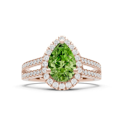 Pear Gemstone Halo Double Band Pave