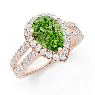 Pear Gemstone Halo Double Band Pave