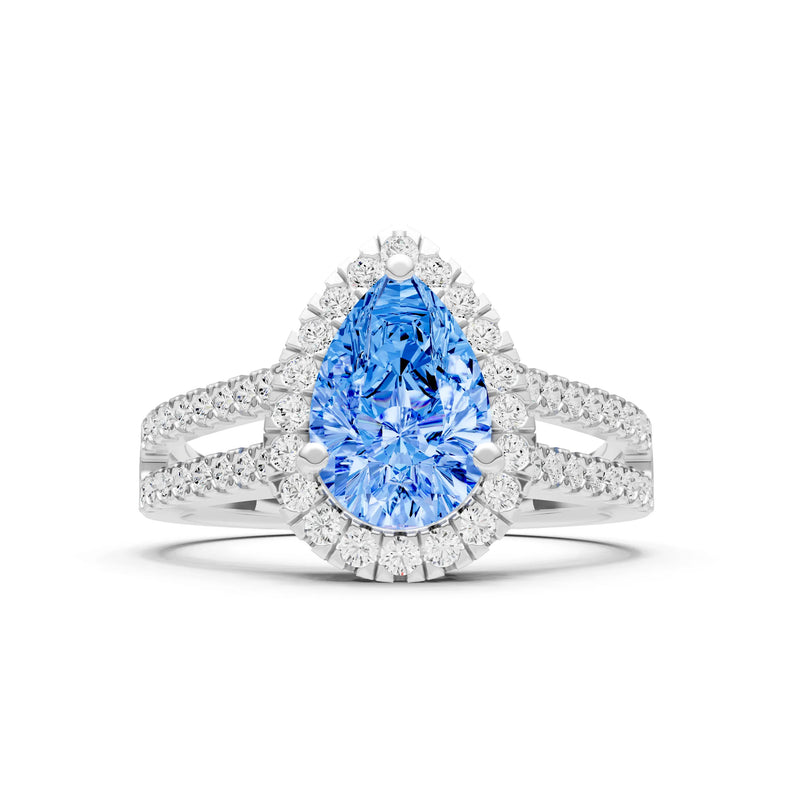 Pear Gemstone Halo Double Band Pave