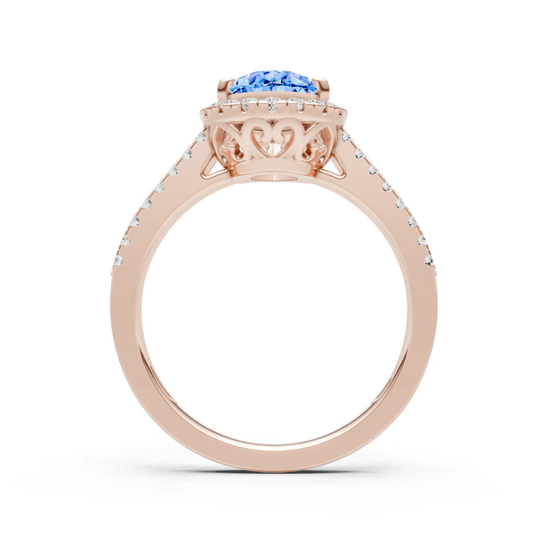 Pear Gemstone Halo Double Band Pave