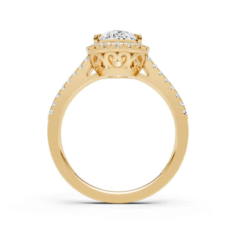 Diamond Halo Double Pear Cut Band Pave