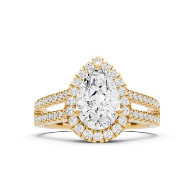 Pear Gemstone Halo Double Band Pave