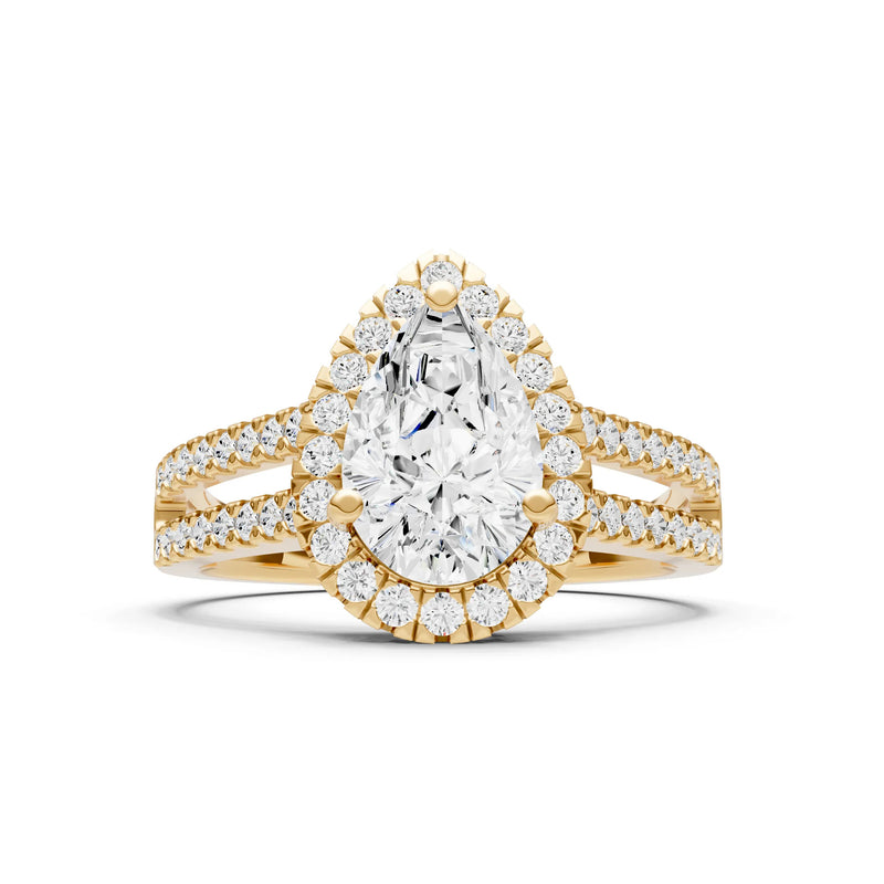 Pear Gemstone Halo Double Band Pave