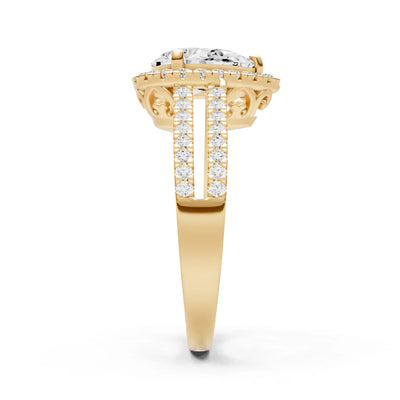 Diamond Halo Double Pear Cut Band Pave