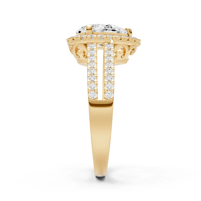 Diamond Halo Double Pear Cut Band Pave