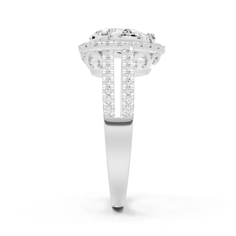 Pear Gemstone Halo Double Band Pave