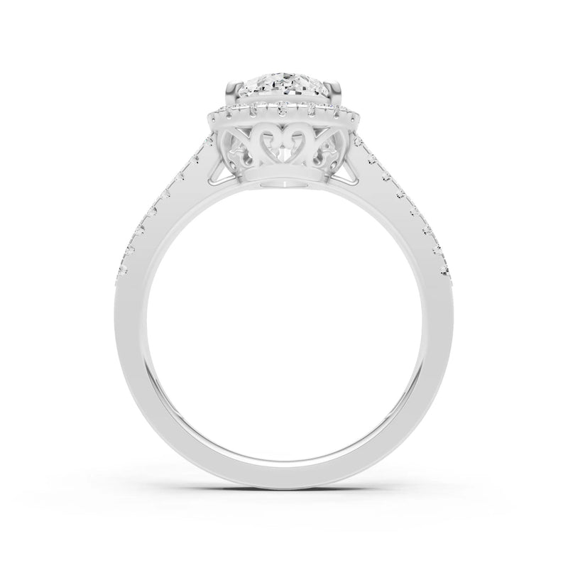 Diamond Halo Double Pear Cut Band Pave