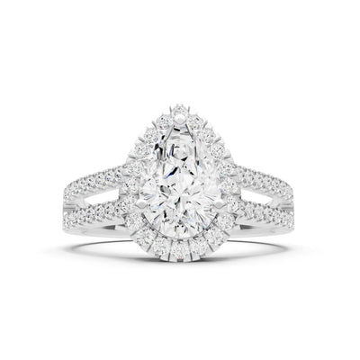 Diamond Halo Double Pear Cut Band Pave