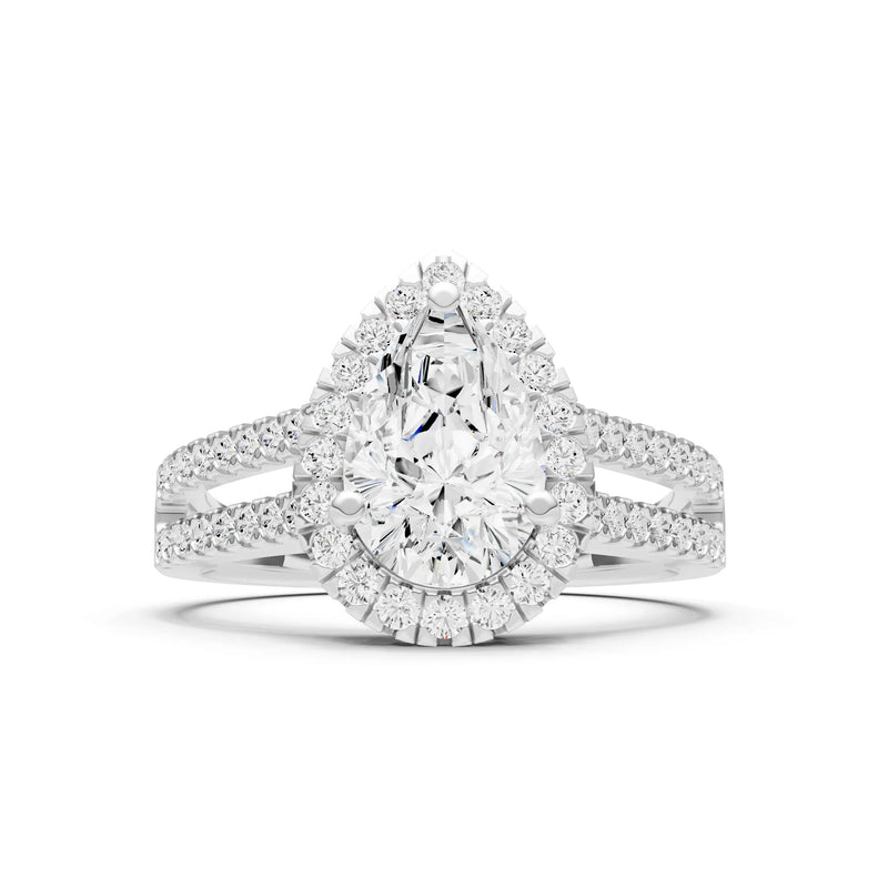 Diamond Halo Double Pear Cut Band Pave
