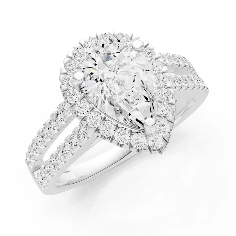Diamond Halo Double Pear Cut Band Pave