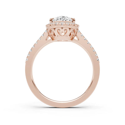 Diamond Halo Double Pear Cut Band Pave