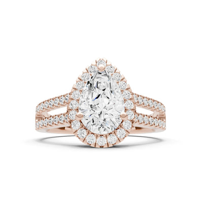 Pear Gemstone Halo Double Band Pave