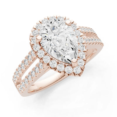 Diamond Halo Double Pear Cut Band Pave