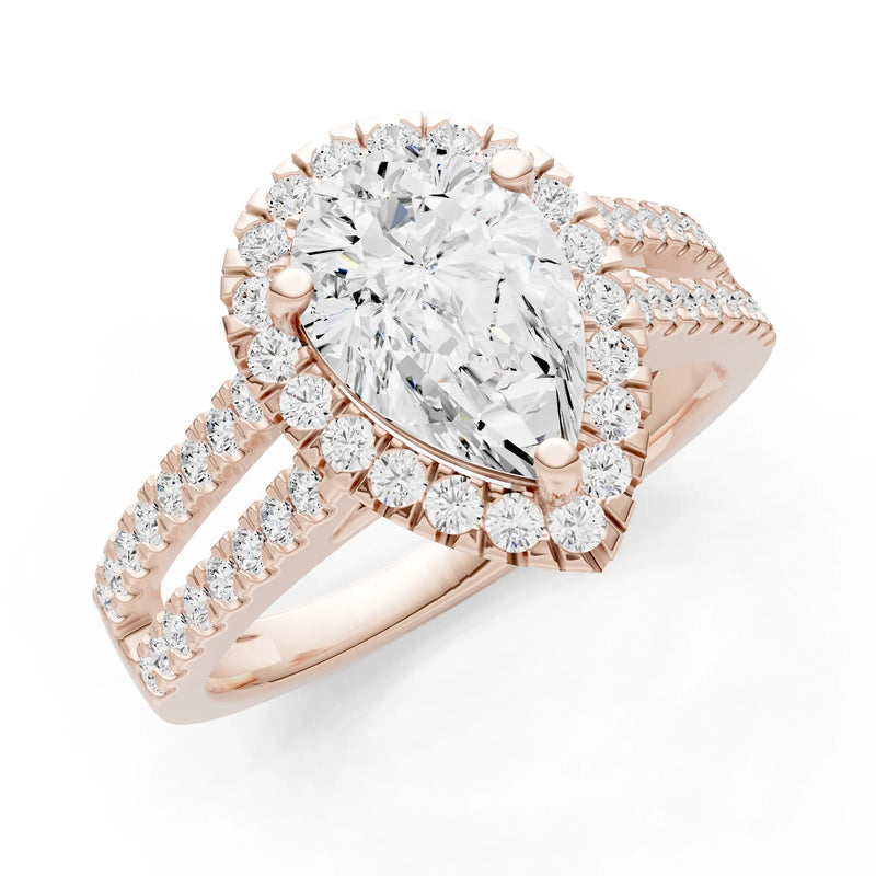 Diamond Halo Double Pear Cut Band Pave