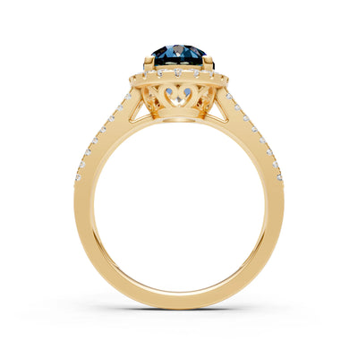 Alexandrite Halo Double Oval Cut Band Pave