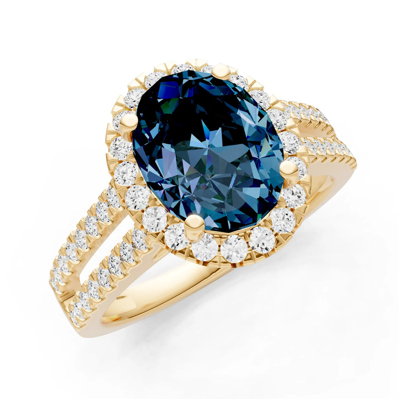 Oval Cut Halo Double Band Pave