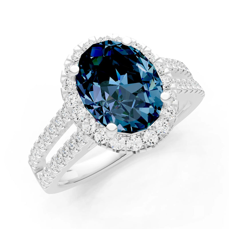 Oval Cut Halo Double Band Pave
