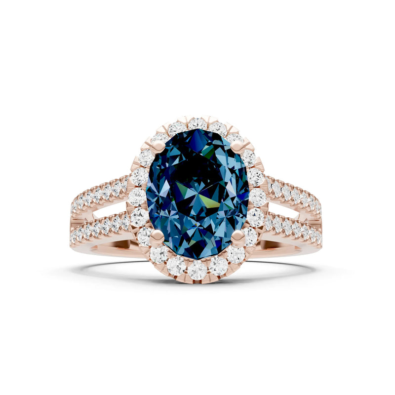 Oval Cut Halo Double Band Pave