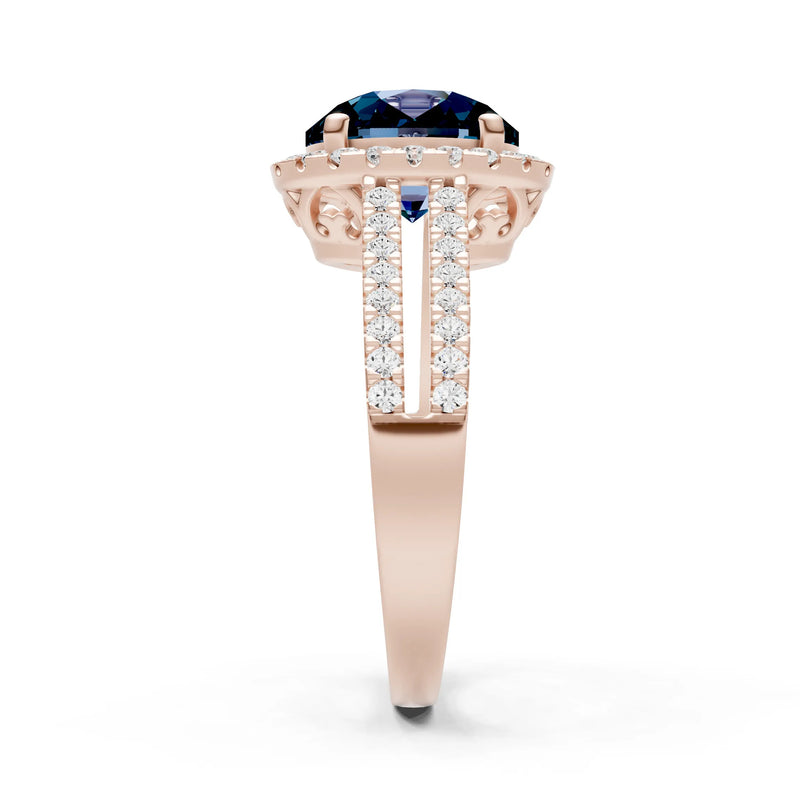 Oval Cut Halo Double Band Pave