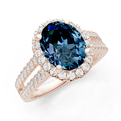 Oval Cut Halo Double Band Pave