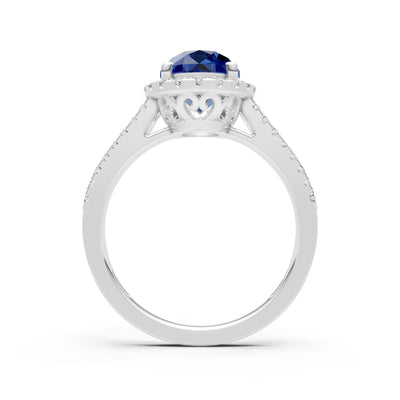 Oval Cut Halo Double Band Pave