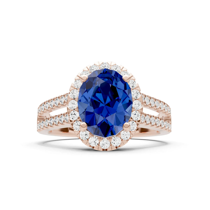 Oval Cut Halo Double Band Pave