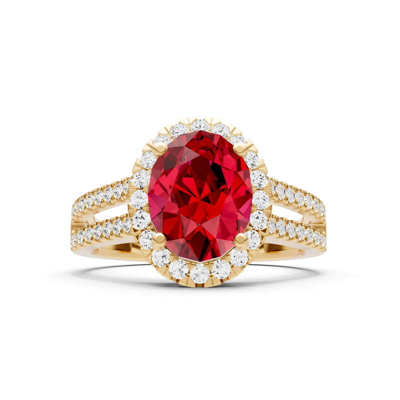 Oval Cut Halo Double Band Pave