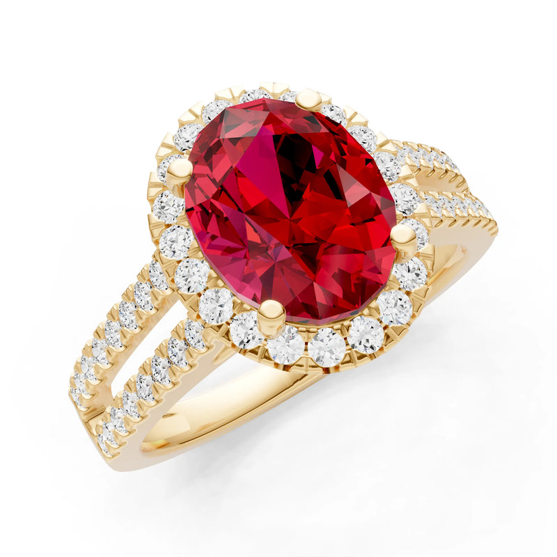 Oval Cut Halo Double Band Pave