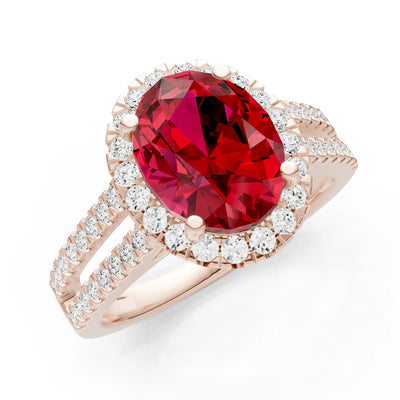 Ruby Halo Double Oval Cut Band Pave