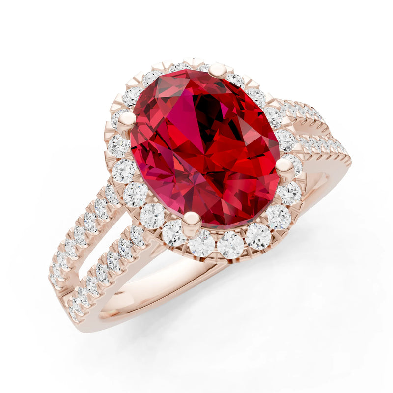 Oval Cut Halo Double Band Pave