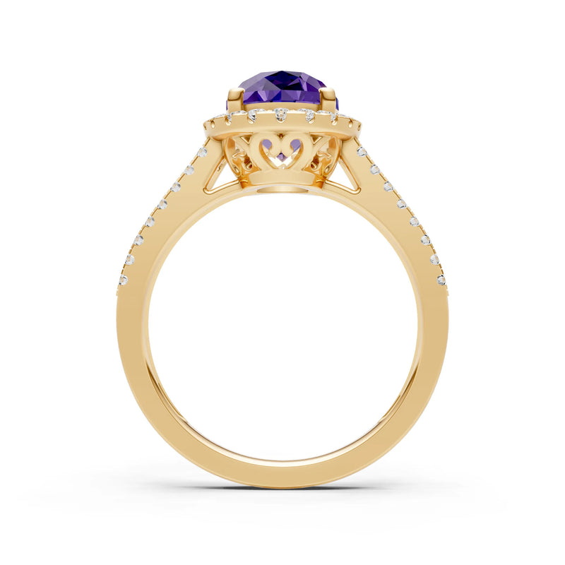 Oval Cut Halo Double Band Pave