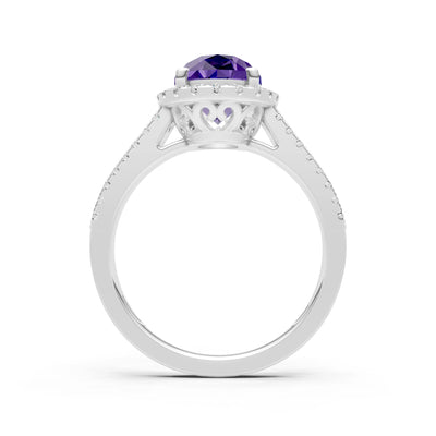 Oval Cut Halo Double Band Pave