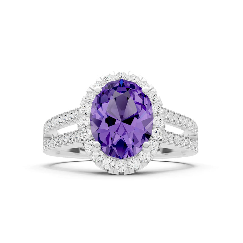 Oval Cut Halo Double Band Pave