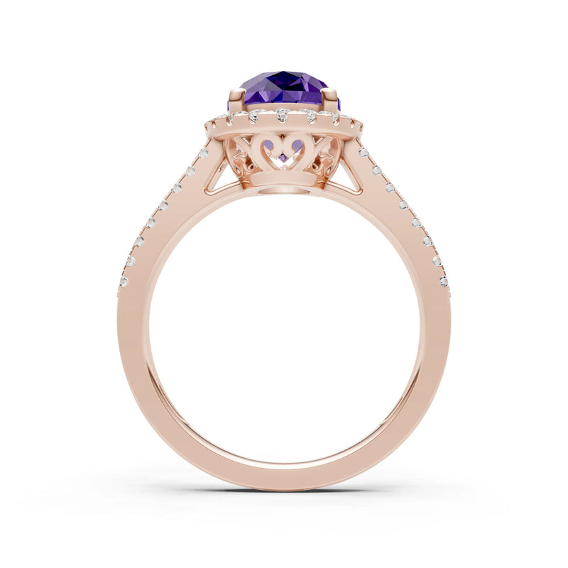 Oval Cut Halo Double Band Pave