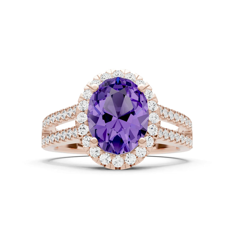 Oval Cut Halo Double Band Pave