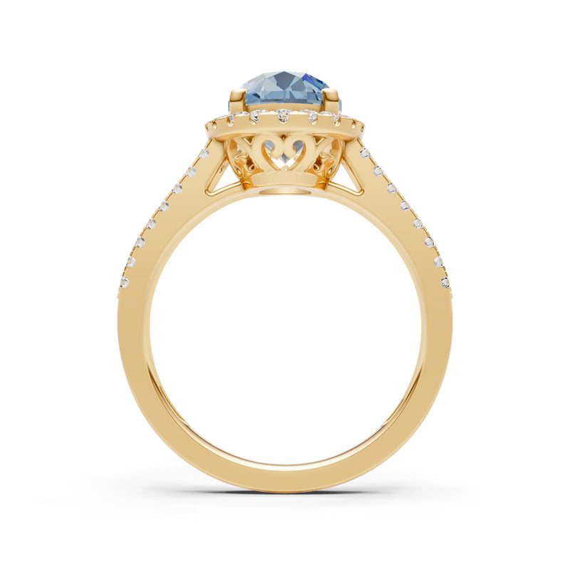 Oval Cut Halo Double Band Pave