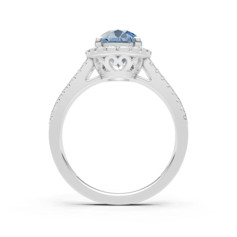 Oval Cut Halo Double Band Pave