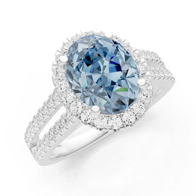 Oval Cut Halo Double Band Pave