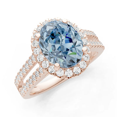 Oval Cut Halo Double Band Pave