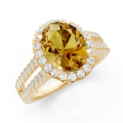 Oval Cut Halo Double Band Pave