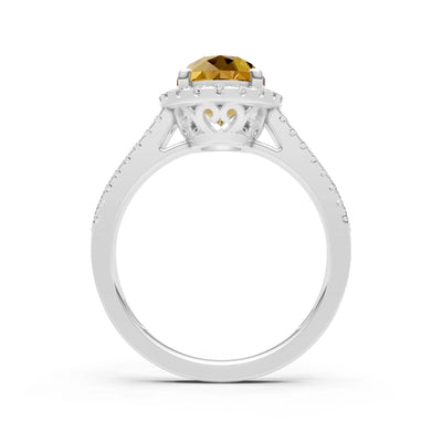 Oval Cut Halo Double Band Pave
