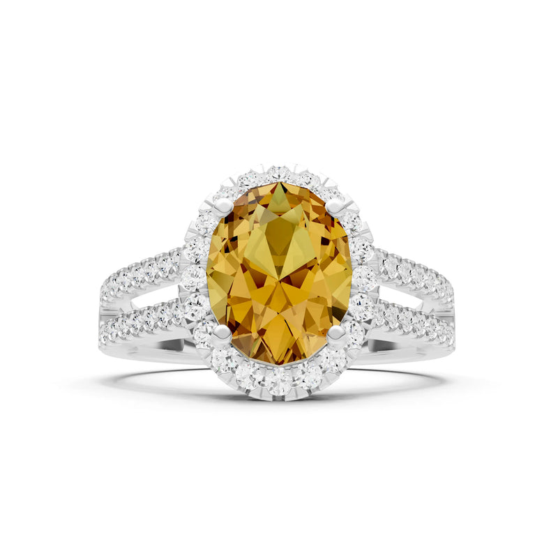 Oval Cut Halo Double Band Pave