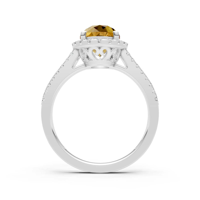 Citrine Halo Double Oval Cut Band Pave