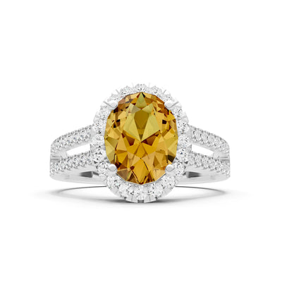 Citrine Halo Double Oval Cut Band Pave