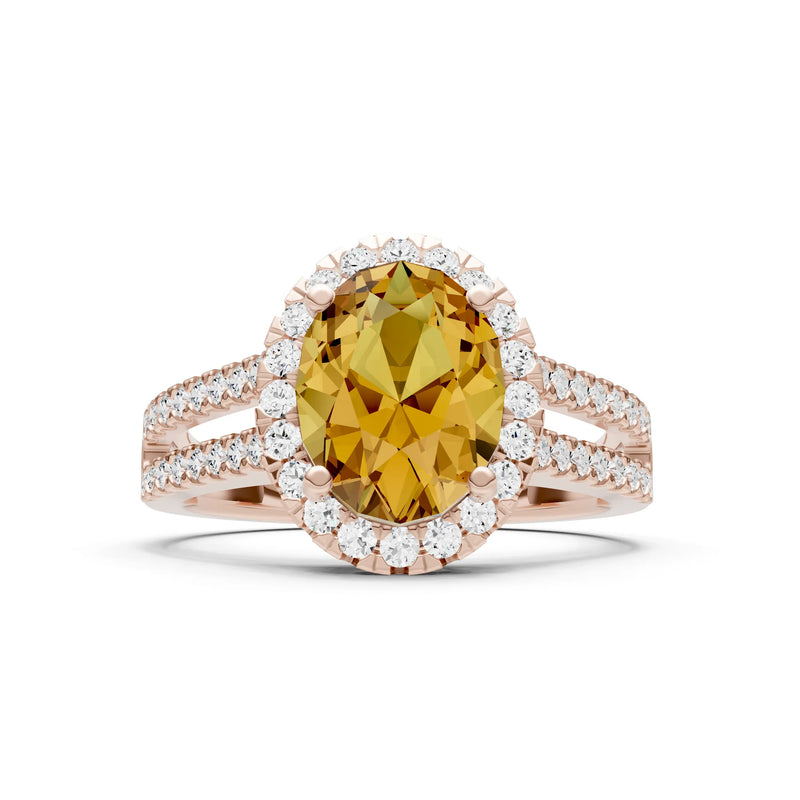Oval Cut Halo Double Band Pave