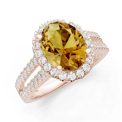 Oval Cut Halo Double Band Pave