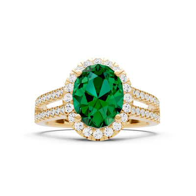 Emerald Halo Double Oval Cut Band Pave