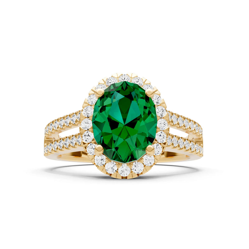 Emerald Halo Double Oval Cut Band Pave