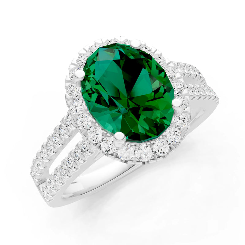 Oval Cut Halo Double Band Pave