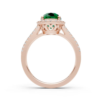 Emerald Halo Double Oval Cut Band Pave